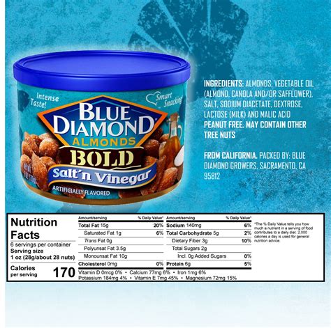 Blue Diamond Almonds Bold Salt N Vinegar Almonds 6 Oz