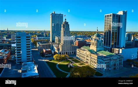 Aerial Downtown Fort Wayne Skyline in Autumn Stock Photo - Alamy