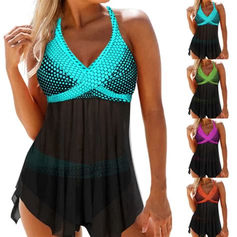 Damen Tankini Set Gepolstert Bademode Badeanzug Strandkleidung Push Up Über U8e5 Eur 1546