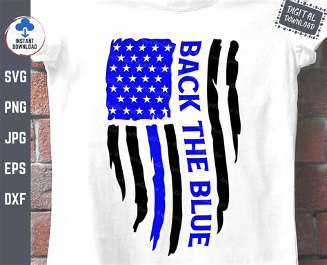 Back The Blue American Flag Svg Police USA Flag Svg Police Blue Line