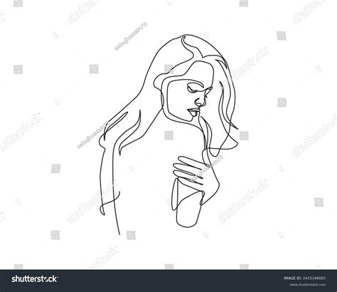 Nude Woman Face Abstract Silhouette Continuous Stock Vector Royalty