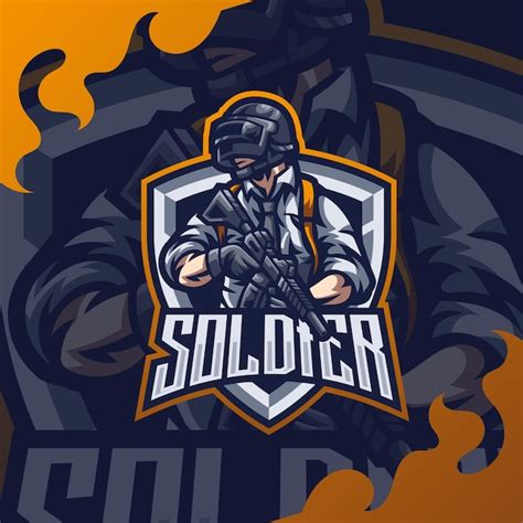 Logotipo De La Mascota Del Soldado Para Esport Y Sport Vector Premium