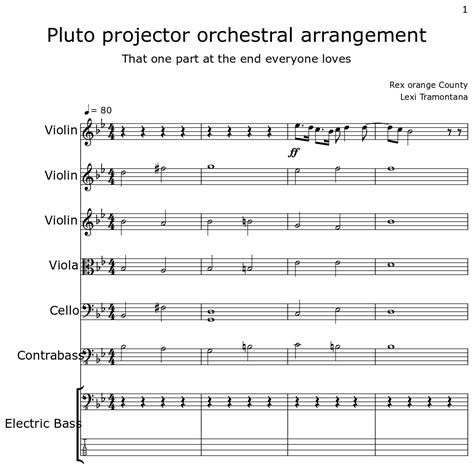 Pluto Projector Orchestral Arrangement Sheet Music For Violin Viola