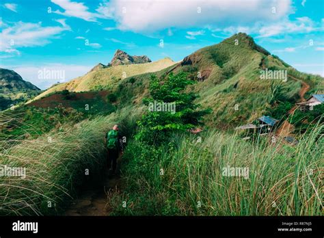 A hiking trail of Mount Batulao in the province of Batangas ...