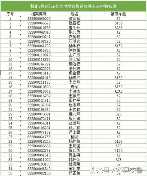 截止8月6日環縣大中型客貨運駕駛證未審驗駕駛人曝光啦！ 每日頭條