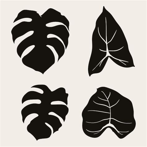 Premium Vector | Tropical leaf collection with silhouette style