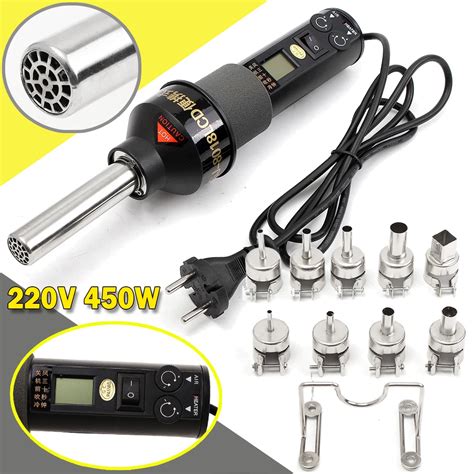 NEW W V LCD Display Electronic Hot Air Heat Gun Soldering Station Nozzles Adjustable