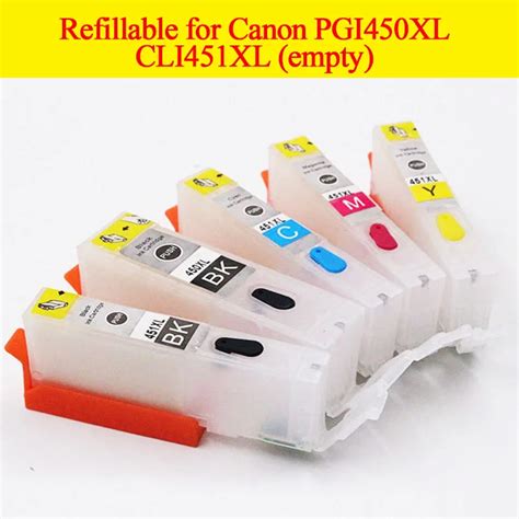 GN 5pc PGI450 CLI451 PGI 450 PGI 450 Refill Ink Cartridges For Canon