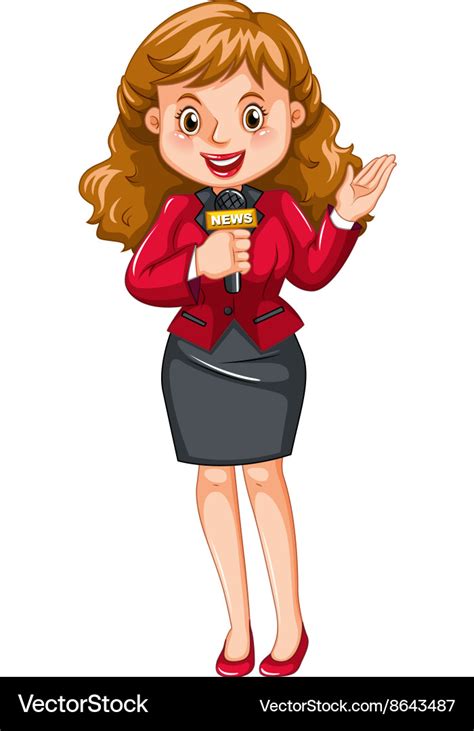 Female Reporter With Microphone Royalty Free Vector Image