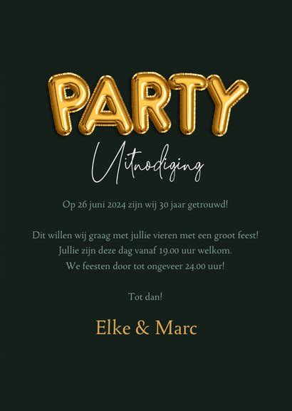 Jubileumfeest Jaar Uitnodiging Goud Party Kaartje Go