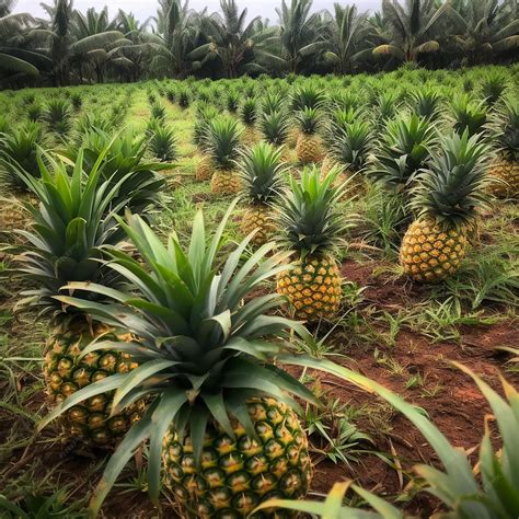 Premium Photo | A pineapple farm in the dominican republic