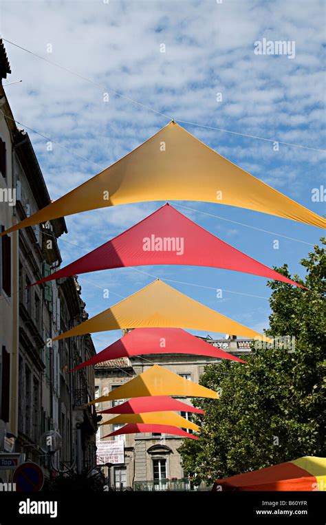 Flags In Carcassonne Main Market Square Place Carnot Stock Photo Alamy