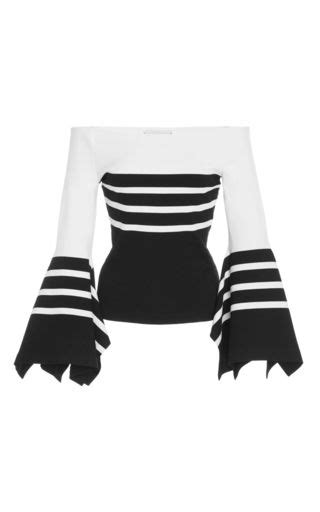 Stripe Off The Shoulder Knit Scarf Hem Top By Rosetta Getty Moda