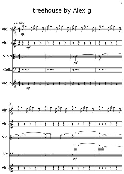 Treehouse By Alex G Sheet Music For Violin Viola Cello