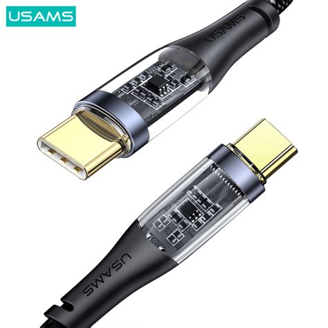 Data Cable Usams US SJ574 Aluminum Alloy Type C To Type C PD 100W 1 2m