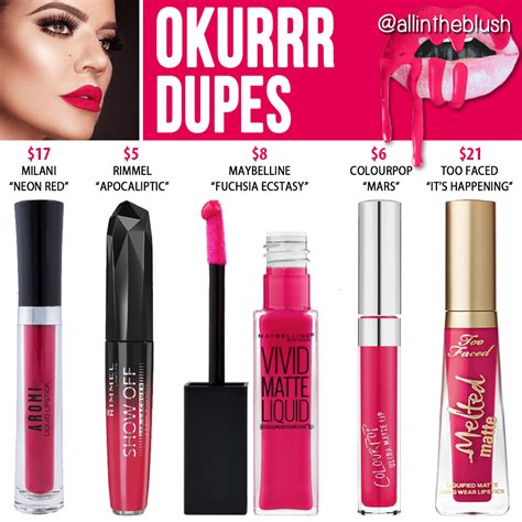 Kylie Cosmetics Okurrr Liquid Lipstick Dupes Koko Kollection All In