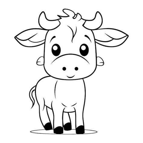 Dibujo De Vaca Para Colorear Vector Premium