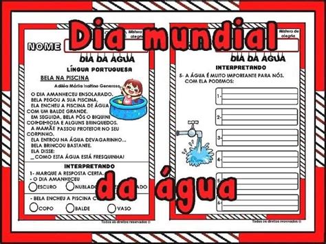 Texto Sobre O Dia Da Agua Com Interpretação - DIA MUNDIAL DA ÁGUA - TEXTO COM INTERPRETAÇÃO 3 ANO - Mistura de Alegria