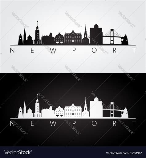 Newport usa skyline and landmarks silhouette Vector Image