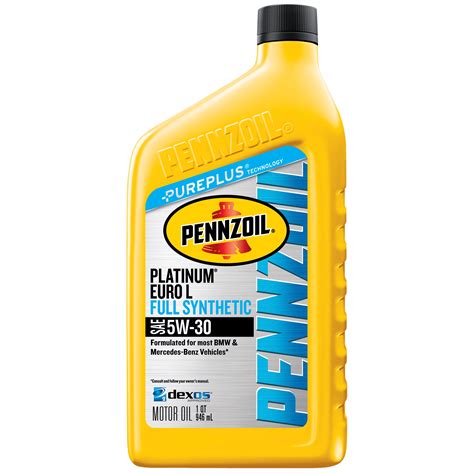 Pennzoil Platinum Euro 5w 30 Full Synthetic Motor Oil 1 Qt