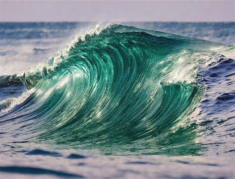 Premium AI Image | A green wave is breaking on the ocean.