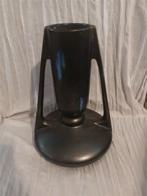 Vase C Ramique Noir Art D Co Five De Lille Sign Gustave De Bruyn Rare