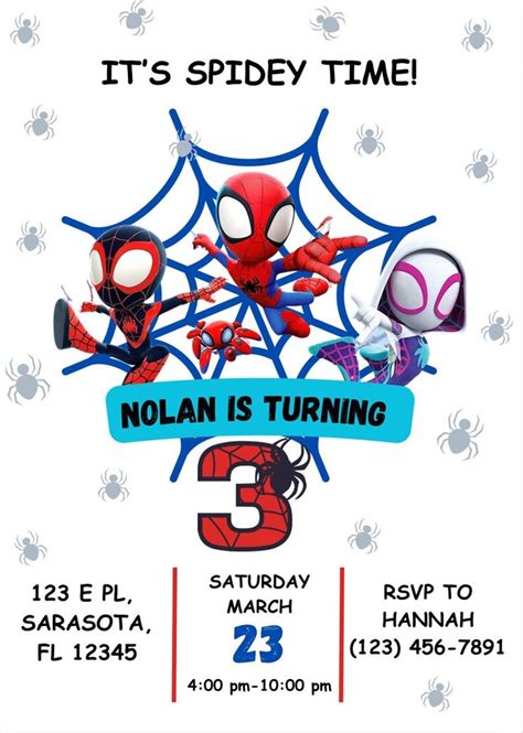 Spidey Birthday Invitation Spidey And His Amazing Friends Birthday