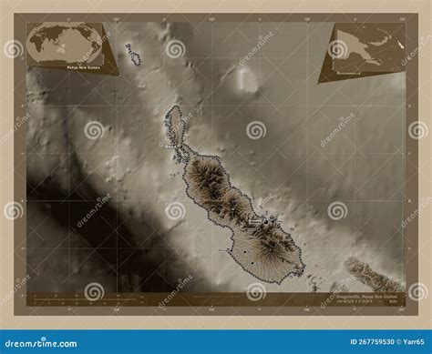 Bougainville Papua New Guinea Sepia Labelled Points Of Cities Stock