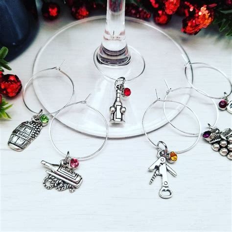 WINE GLASS CHARMS Set of 4 or 5 Wine Bridal Shower Favors - Etsy | Wine themed gifts, Gifts for ...