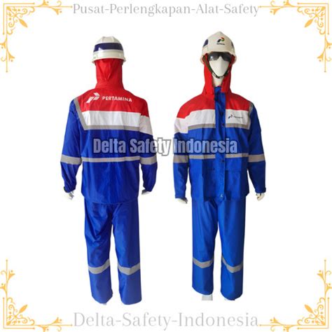 Jual Jas Hujan Pertamina Rain Coat Polyester Setelan Baju Celana