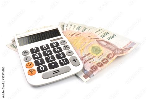 1000 baht banknotes and calculator Stock Photo | Adobe Stock