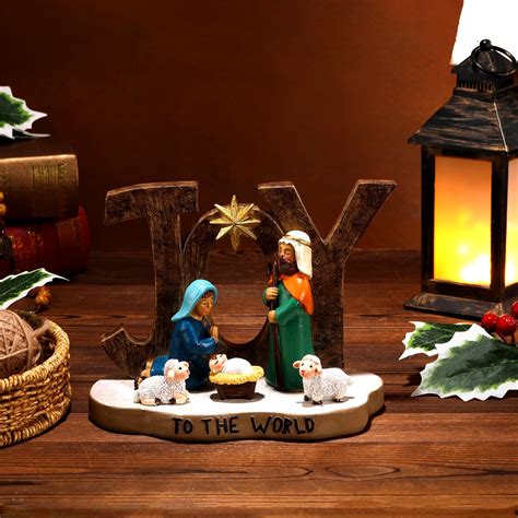 Barydat Christmas Nativity Scene Figures Set Indoor Sculpted Joy