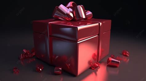 Red Gift Box On A Black Background D Render Gift Box D Rendering