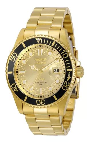 Reloj Invicta Pro Diver Cuarzo Hombre Correa Oro Bisel Oro Negro