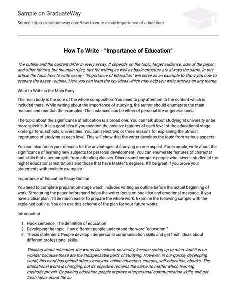 ⇉how To Write “importance Of Education” Essay Example Graduateway