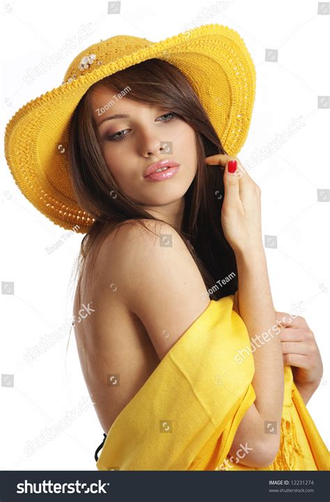 Beautiful Sexy Woman Yellow Hat Bikini Stock Photo 12231274 Shutterstock