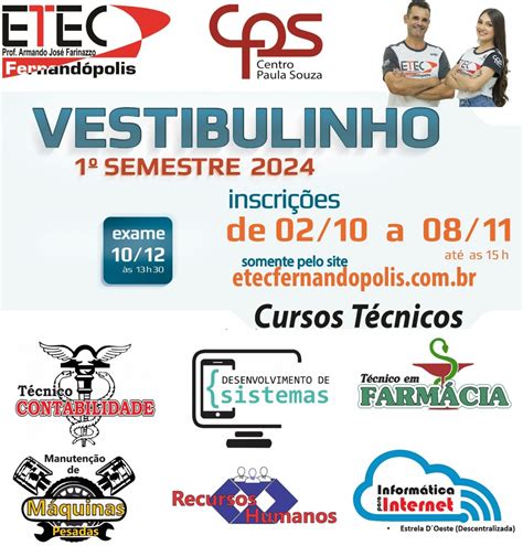 ETEC abre inscrições para o Vestibulinho 1º Semestre 2024 Educação