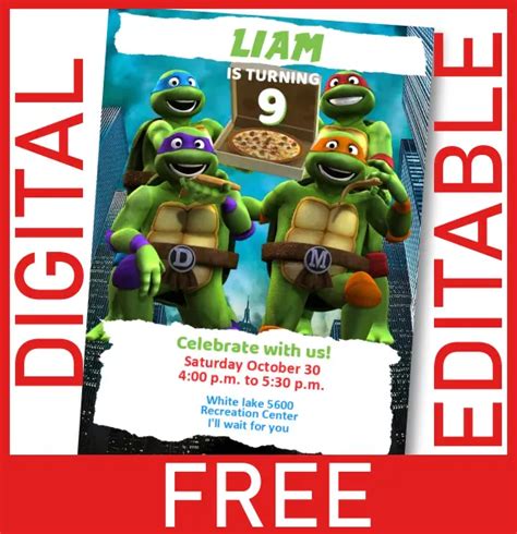 [FREE] Teenage Mutant Ninja Turtles Invitation Editable and ...