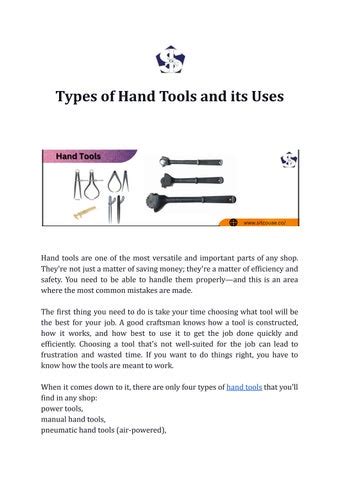 Types of Hand Tools and its Uses by sitco - Issuu