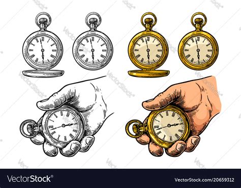 Antique pocket watch vintage color Royalty Free Vector Image