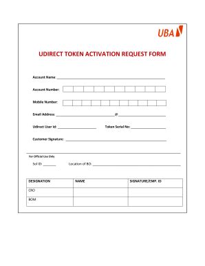 Fillable Online UDIRECT TOKEN ACTIVATION REQUEST FORM Fax Email Print