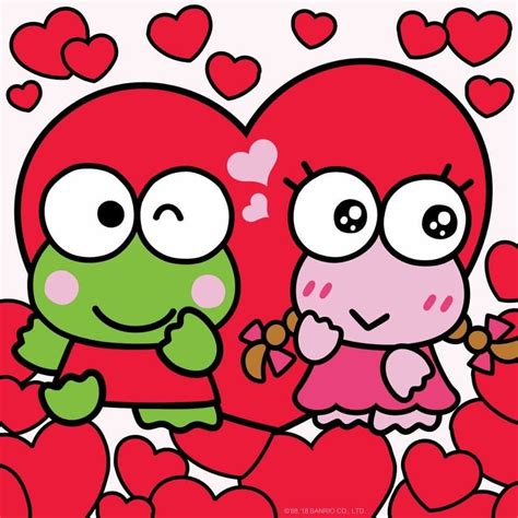 Looks Like Keroppi Is On A Sweet Date On Valentines Day Melody Hello Kitty Favorite Cartoon