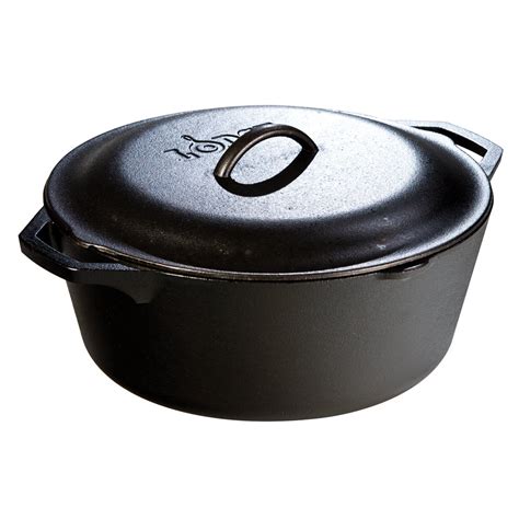 Lodge L Dol Qt Pre Seasoned Cast Iron Dutch Oven With Loop Handles