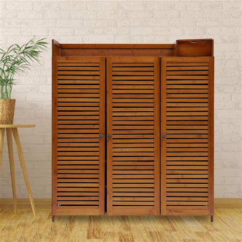 Miumaeov Shoe Cabinet Bamboo Shoe Rack Organizer Cabinet With Door