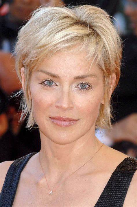 Sharon Stone Sharon Stone Hairstyles Thick Hair Styles Short Hair