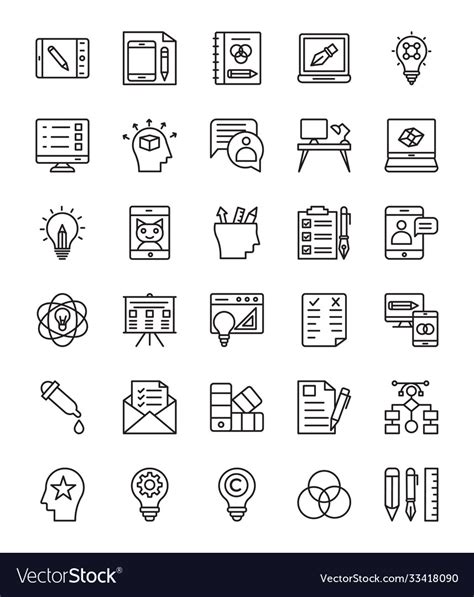 Graphic Design Line Icons Royalty Free Vector Image