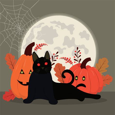 Halloween card with evil cat 11016100 Vector Art at Vecteezy