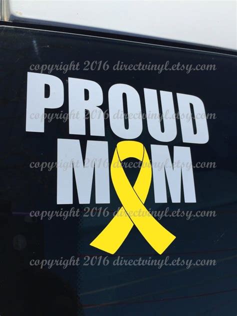 Proud Mom Yellow Awareness Ribbon Vinyl Decal Spina Bifida Etsy