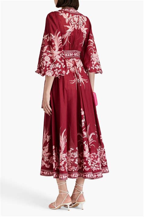 Zimmermann Floral Print Cotton Midi Wrap Dress The Outnet