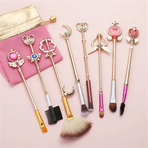 Cosmetic Brush Set Pincel Maquiagem Metal Moon With Crystal Women Ts Anime Jewelry Sailor